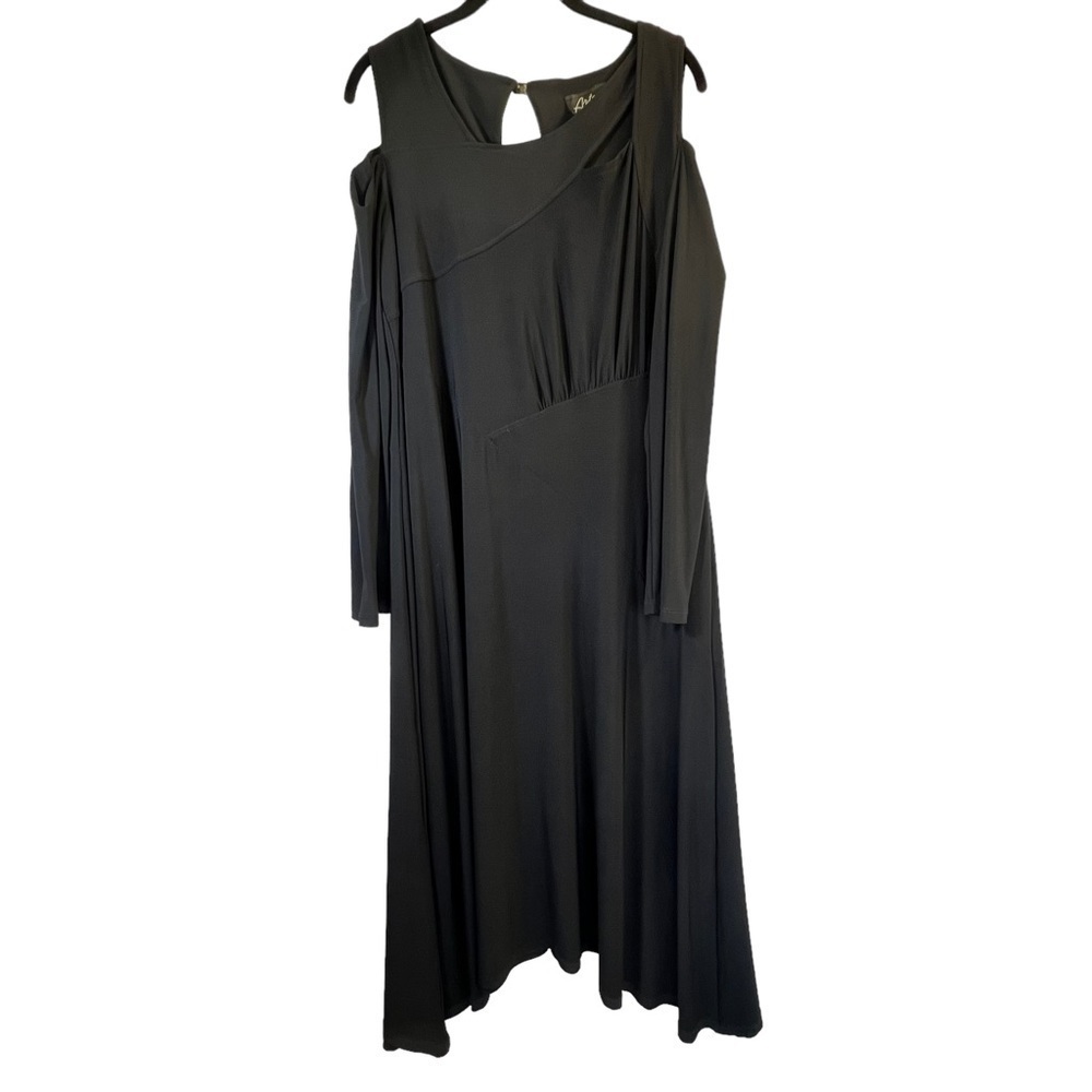 Artex Fashions Women's Dress Size 2X Black Cold Shoulder Long Sleeves